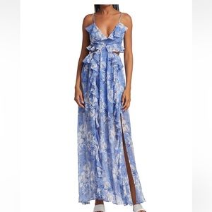 ASTR Cutout Maxi Dress - Blue white floral